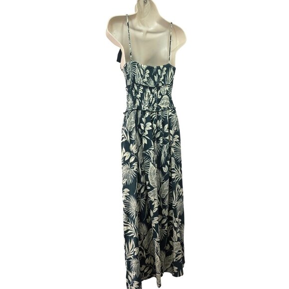 Anthropologie Tropical Smock Waist Maxi Dress Sz M Rayon Tassels Resort Wear NEW - Picture 5 of 10